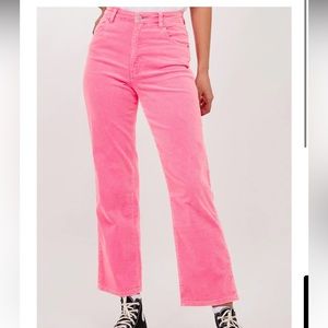 Free People Rolla’s straight leg pink corduroy pants.